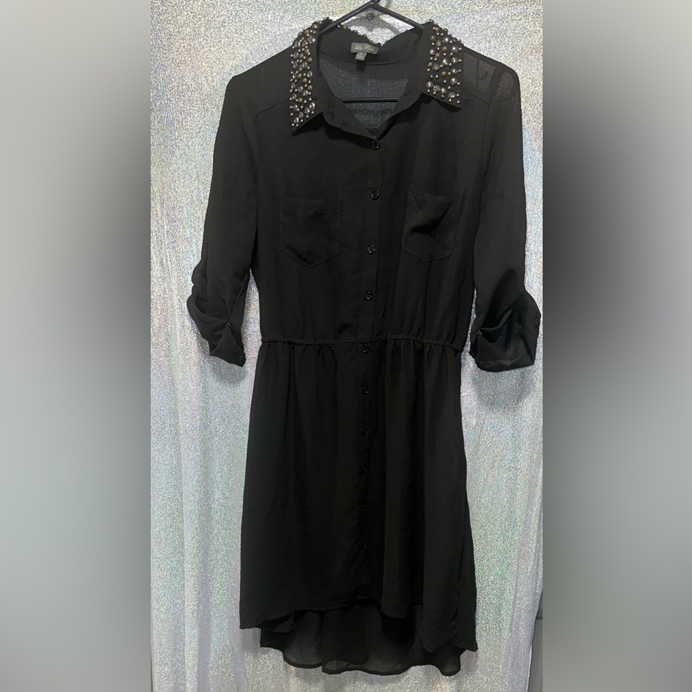 Elegant Black Button-Up Dress